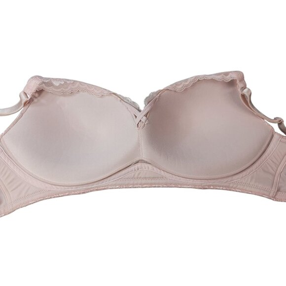 Torrid 360 Back Smoothing Wire Free Push Up Plunge Bra Pink 38D Full Cover Lace - Picture 6 of 10